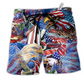 Beach Short / Adults / S America My Heat Beats True To My Country Patriotism - Beach Short Reefox - Owls Matrix LTD