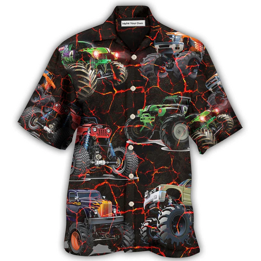 Hawaiian Shirt / Adults / S Monster Truck Lava Style - Hawaiian Shirt - Reefox