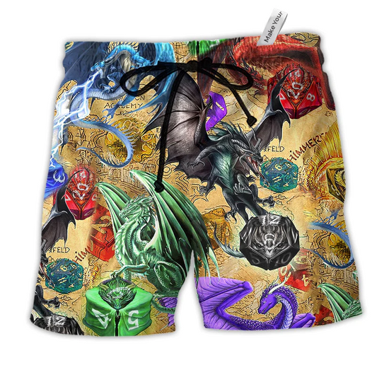 Beach Short / Adults / S Dragon D20 Love Colorful Life - Beach Short Reefox - Owls Matrix LTD