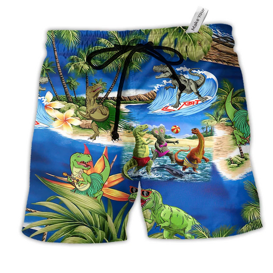 Beach Short / Adults / S Dinosaur World In Summer - Beach Short Reefox - Owls Matrix LTD
