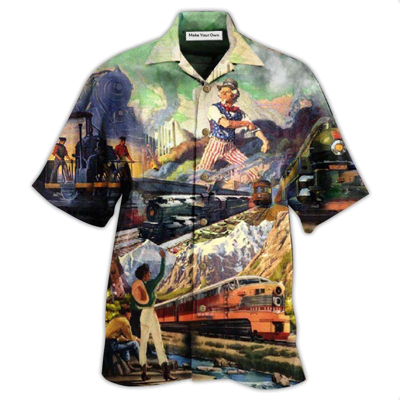 Hawaiian Shirt / Adults / S Train On The Right Track Train - Hawaiian Shirt - Reefox