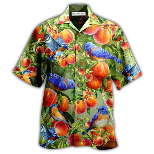 Hawaiian Shirt / Adults / S Robin Bird Something Peach Blue - Hawaiian Shirt - Reefox