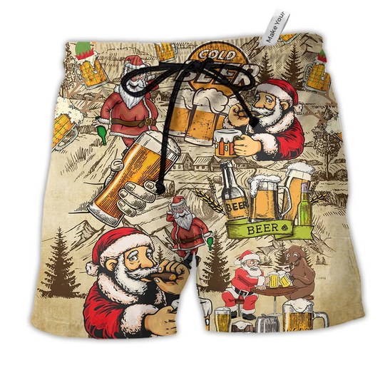 Beach Short / Adults / S Merry Xmas Love Beer - Beach Short Reefox - Owls Matrix LTD