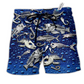 Beach Short / Adults / S Fishing Fishbone Style Blue Color - Beach Short Reefox - Owls Matrix LTD