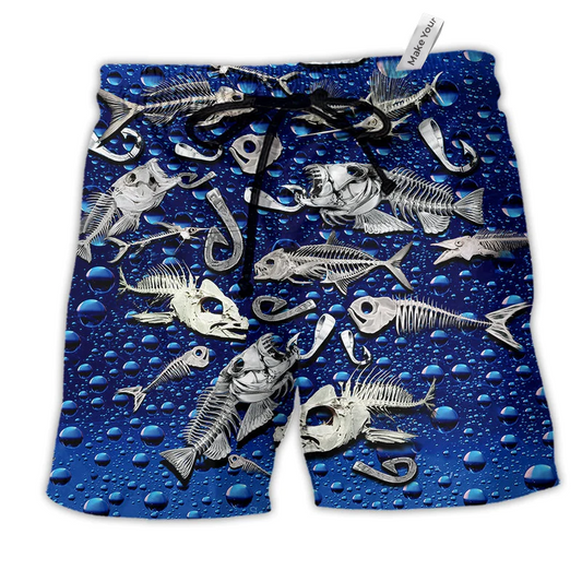 Beach Short / Adults / S Fishing Fishbone Style Blue Color - Beach Short Reefox - Owls Matrix LTD