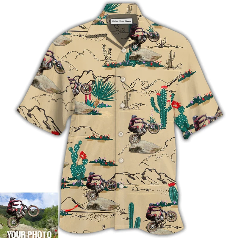 Hawaiian Shirt / Adults / S Motorcycle Trials Desert Mountain Custom Photo - Hawaiian Shirt - Reefox
