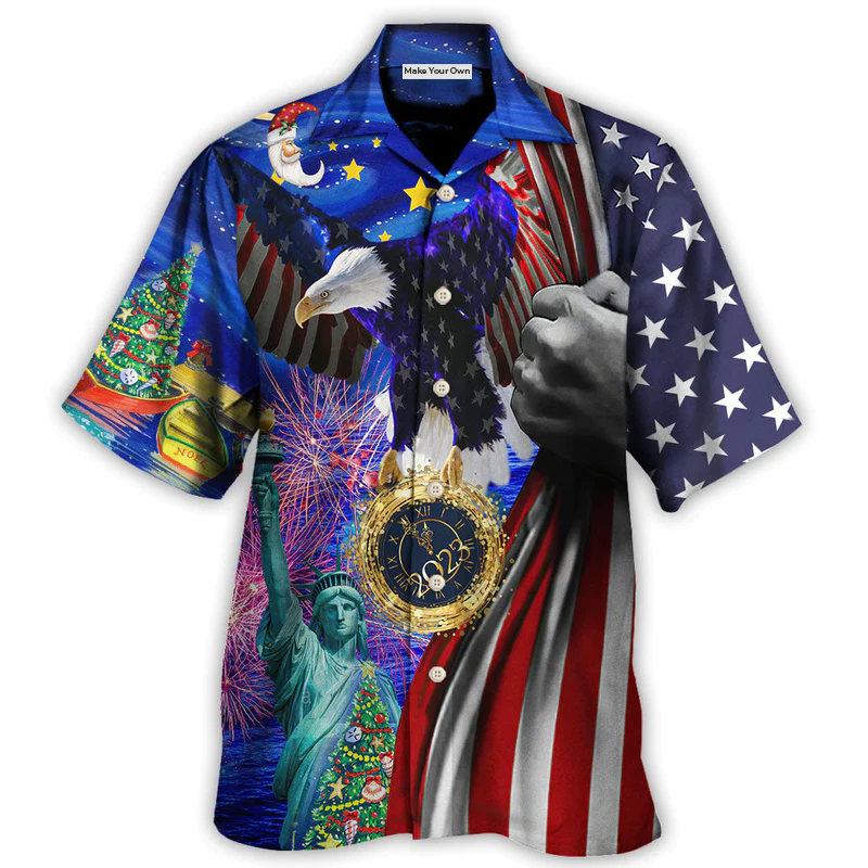 America New Year New America Christmas 2023 - Hawaiian Shirt - Reefox