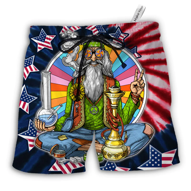 Beach Short / Adults / S Hippie Independence Day Is Coming - Beach Short Reefox - Owls Matrix LTD