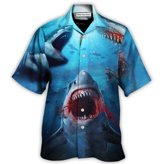 Hawaiian Shirt / Adults / S Shark Bites You in the Red Sea - Hawaiian Shirt - Reefox