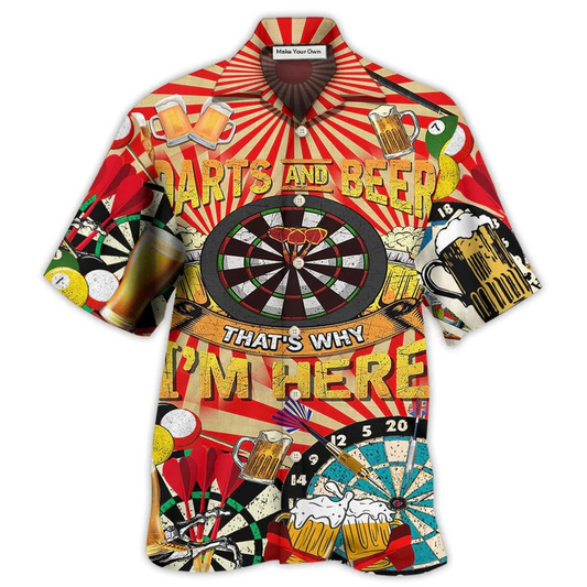 Hawaiian Shirt / Adults / S Darts And Beer That's Why I'm Here - Hawaiian Shirt - Reefox