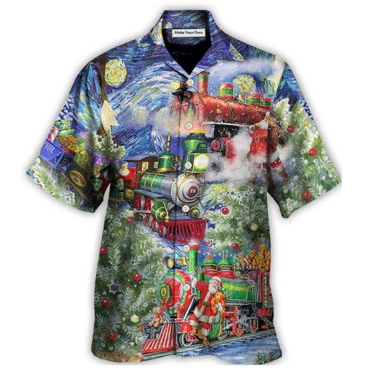 Hawaiian Shirt / Adults / S Christmas The Gift Train Arrives At The Wharf - Hawaiian Shirt - Reefox