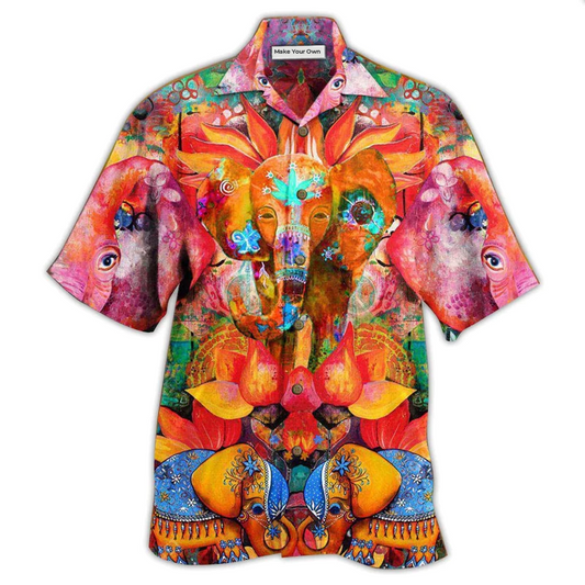 Hawaiian Shirt / Adults / S Hippie Elephant Amazing Style - Hawaiian Shirt - Reefox