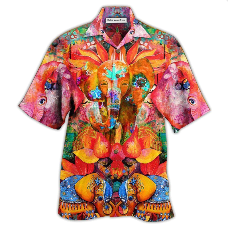 Hawaiian Shirt / Adults / S Hippie Elephant Amazing Style - Hawaiian Shirt - Reefox