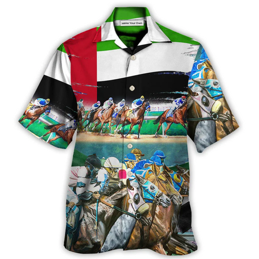 Horse UAE Flag Horse Racing Amazing Seat Lover - Hawaiian Shirt - Reefox