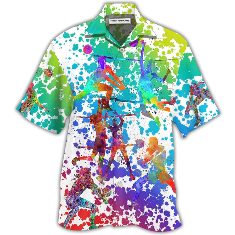 Hawaiian Shirt / Adults / S Volleyball Colorful Painting - Hawaiian Shirt - Reefox