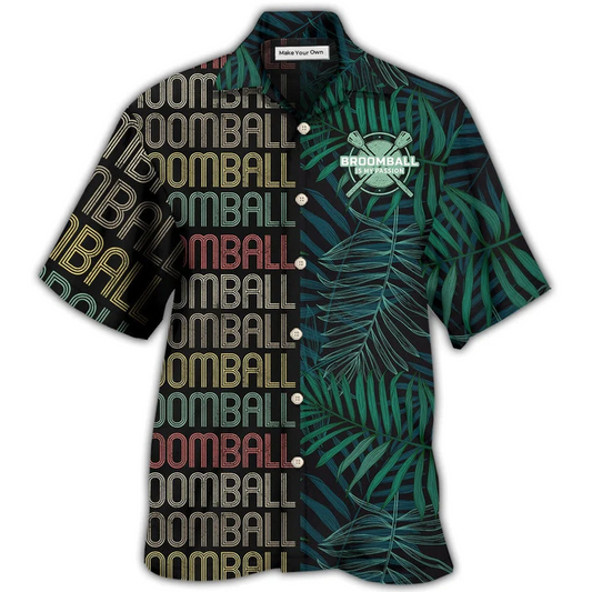 Hawaiian Shirt / Adults / S Broomball Is My Passion Tropical Leaf - Hawaiian Shirt - Reefox