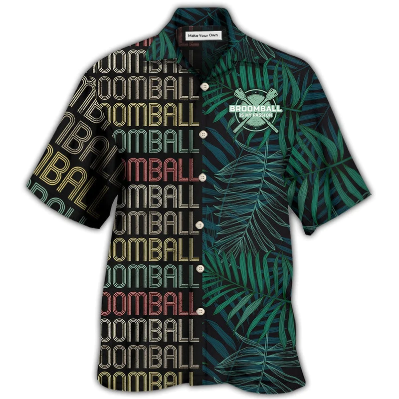 Hawaiian Shirt / Adults / S Broomball Is My Passion Tropical Leaf - Hawaiian Shirt - Reefox