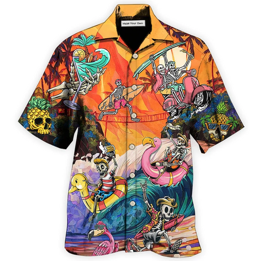 Skull Style On The Colorful Wave - Hawaiian Shirt - Reefox