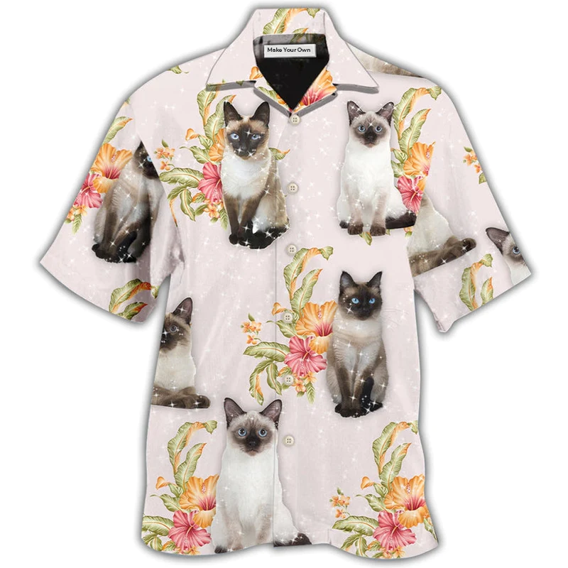 Hawaiian Shirt / Adults / S Cat Tropical Floral Siamese Cat - Hawaiian Shirt - Reefox