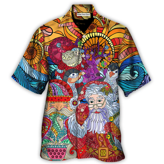 Hawaiian Shirt / Adults / S Christmas Santa Colorful Geometry - Hawaiian Shirt - Reefox