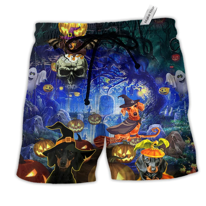 Beach Short / Adults / S Halloween And Dogs Cool - Beach Short Reefox - Owls Matrix LTD
