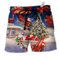 Beach Short / Adults / S Christmas No Reindeer Any More Santa Loves Airplane - Beach Short Reefox - Owls Matrix LTD