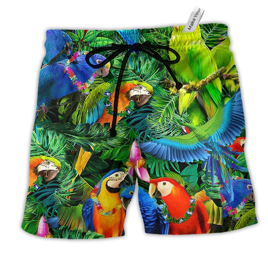 Beach Short / Adults / S Parrot Couple Love Happiness - Beach Short Reefox - Owls Matrix LTD
