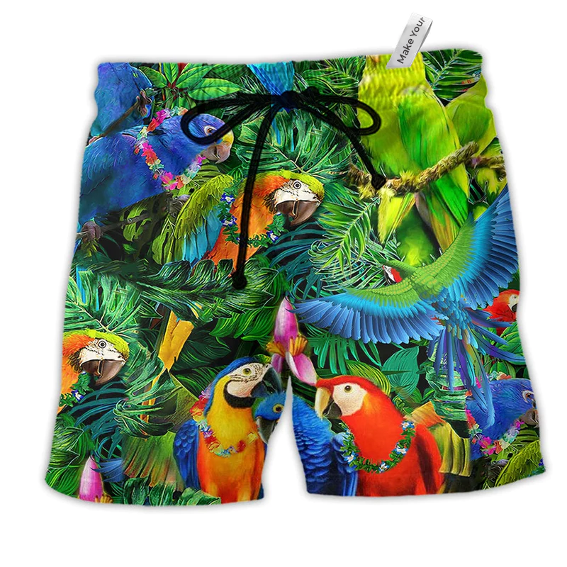 Beach Short / Adults / S Parrot Couple Love Happiness - Beach Short Reefox - Owls Matrix LTD