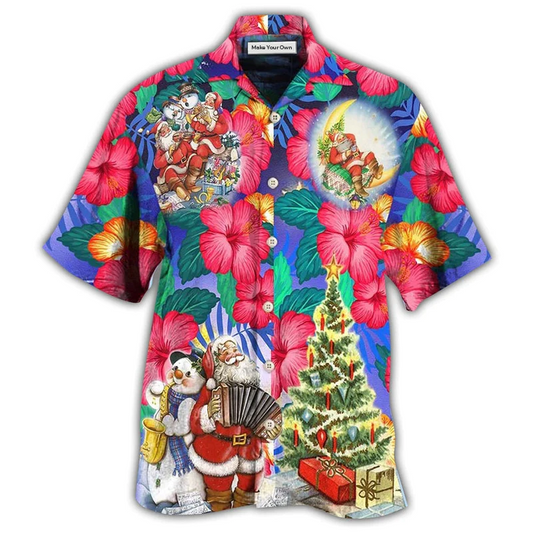 Hawaiian Shirt / Adults / S Christmas Flowers Tropical Santa Claus - Hawaiian Shirt - Reefox