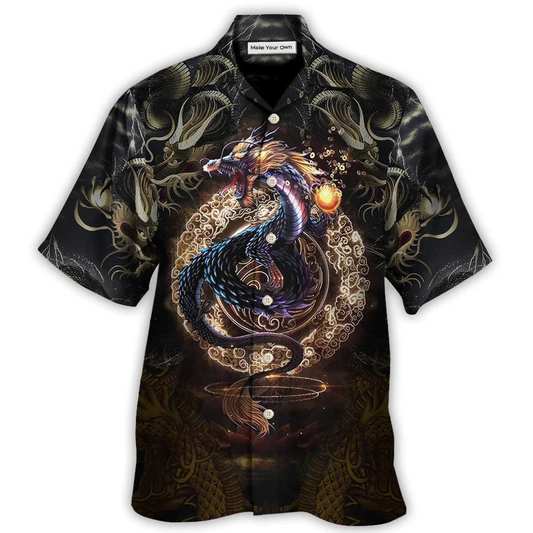 Hawaiian Shirt / Adults / S Dragon Golden Japanese Dragon - Hawaiian Shirt - Reefox