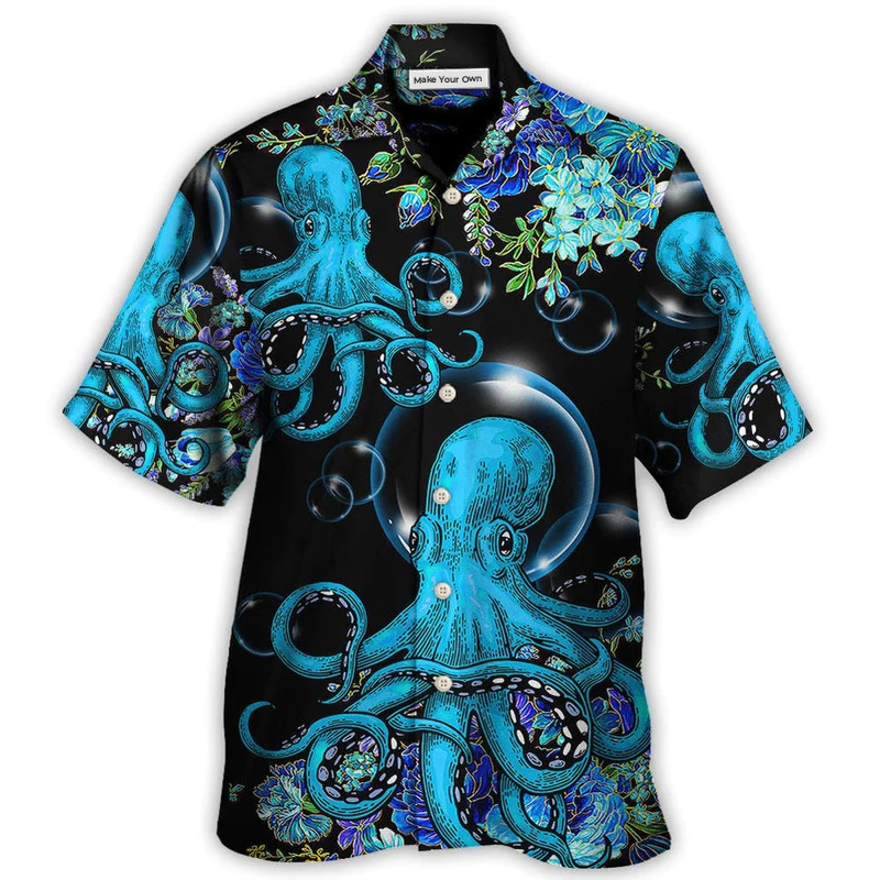 Hawaiian Shirt / Adults / S Octopus With Flower Beauttiful Day - Hawaiian Shirt - Reefox