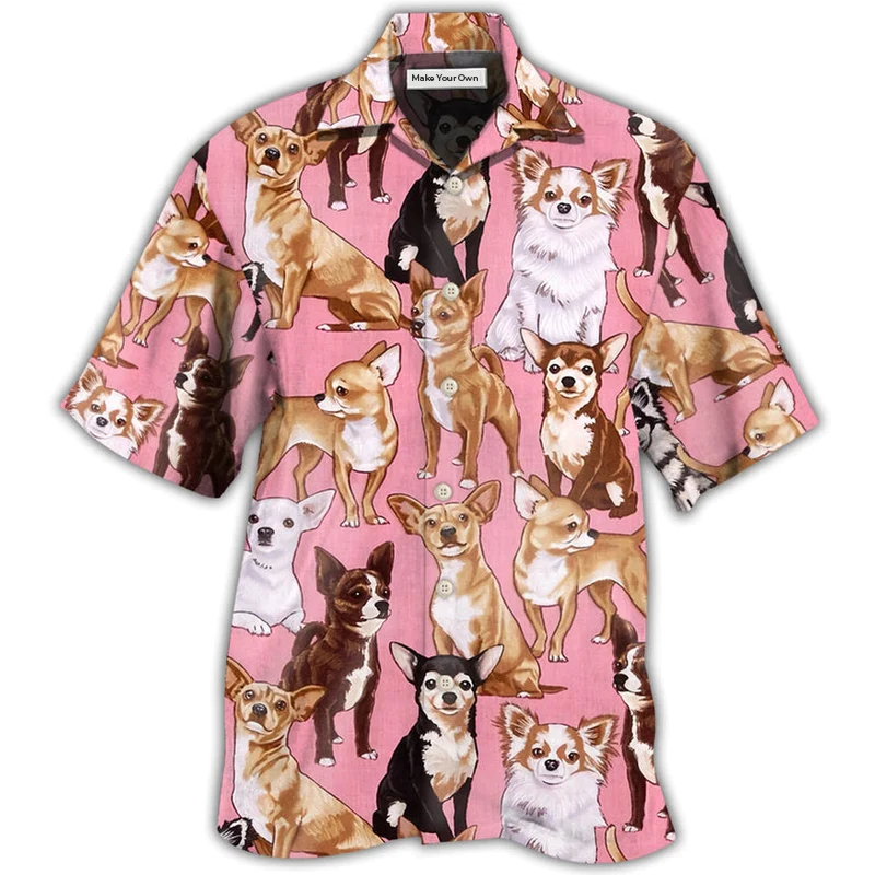 Hawaiian Shirt / Adults / S Chihuahua Dog Basic Pink - Hawaiian Shirt - Reefox