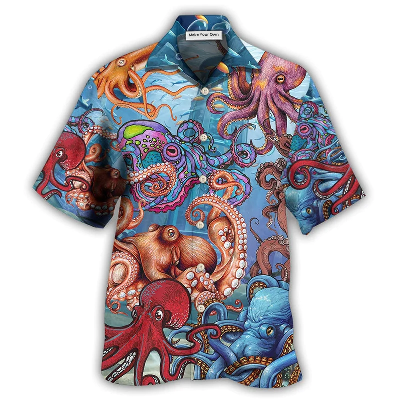Hawaiian Shirt / Adults / S Octopus Colorful Octopus In The Ocean Want To Play - Hawaiian Shirt - Reefox