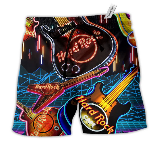 Beach Short / Adults / S Guitar Music Our Hearts Have Beats For Guitar Colorful - Beach Short Reefox - Owls Matrix LTD