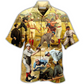 Hawaiian Shirt / Adults / S Baseball Hit Hard Run Fast Turn Left Vintage Style - Hawaiian Shirt - Reefox