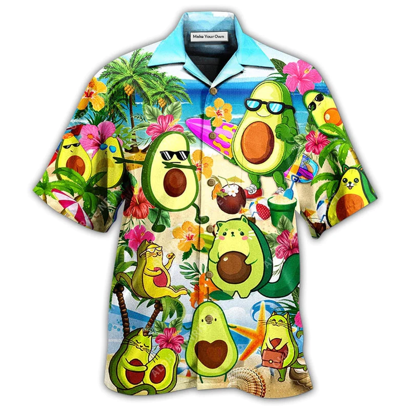 Hawaiian Shirt / Adults / S Avocado Chilling By The Beach - Hawaiian Shirt - Reefox
