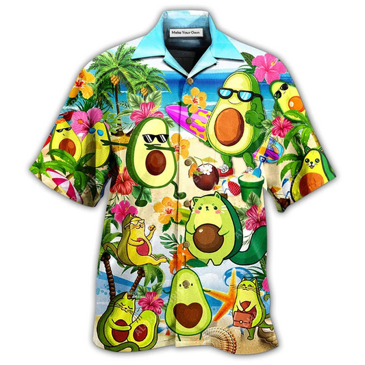 Hawaiian Shirt / Adults / S Avocado Chilling By The Beach - Hawaiian Shirt - Reefox