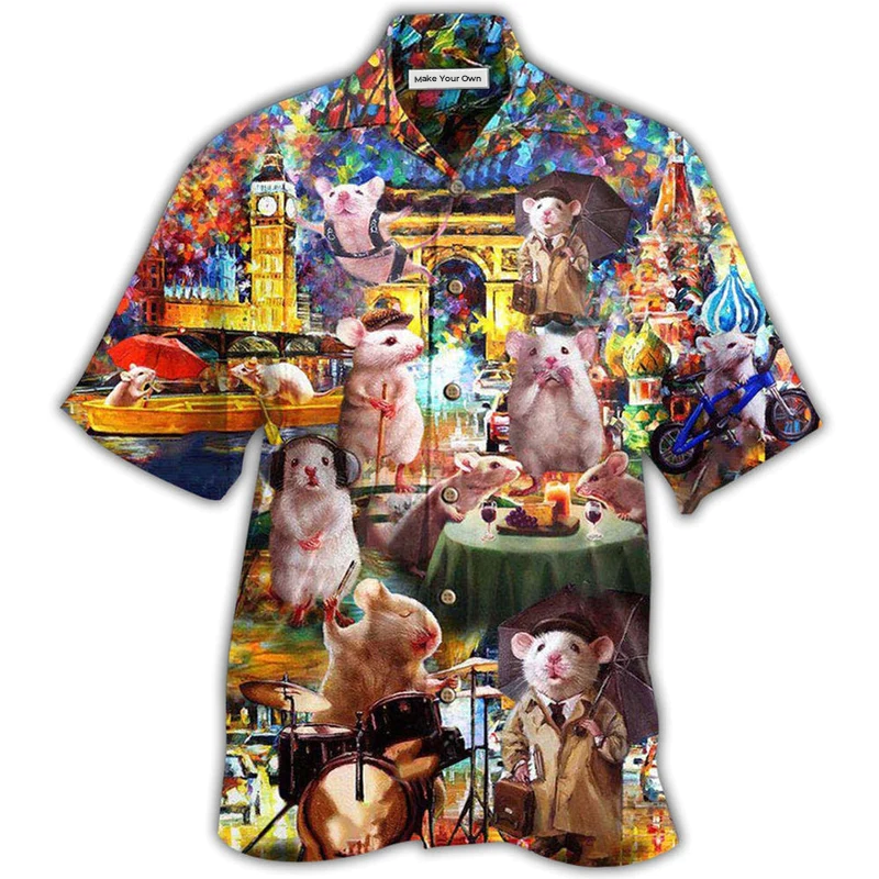 Hawaiian Shirt / Adults / S Hamster Animals Traveling Around The World - Hawaiian Shirt - Reefox