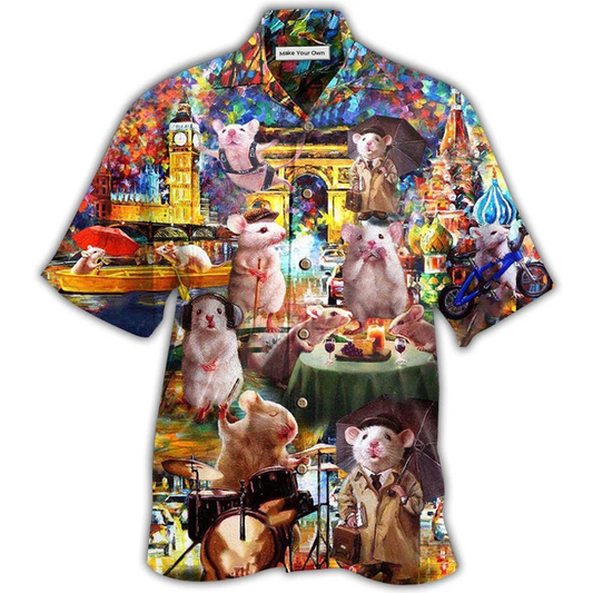 Hawaiian Shirt / Adults / S Hamster Animals Traveling Around The World - Hawaiian Shirt - Reefox