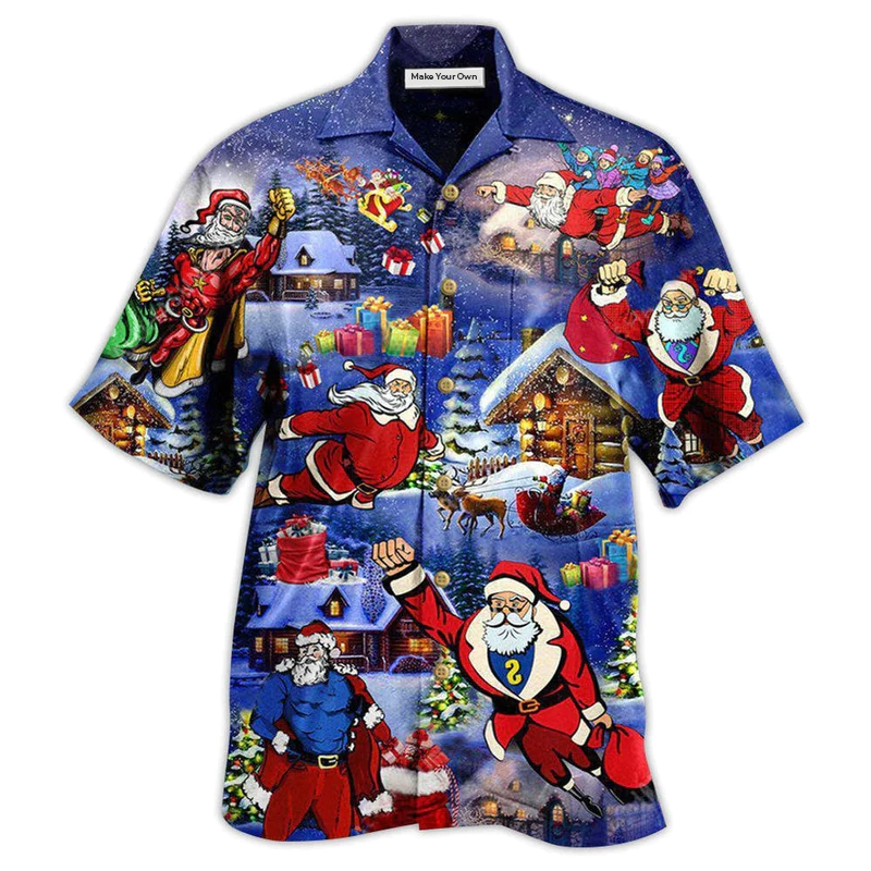 Hawaiian Shirt / Adults / S Christmas Christmas Flying Super Santa - Hawaiian Shirt - Reefox
