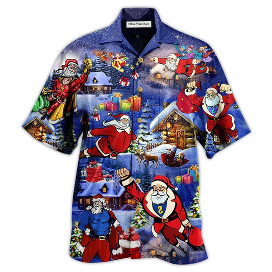 Hawaiian Shirt / Adults / S Christmas Christmas Flying Super Santa - Hawaiian Shirt - Reefox