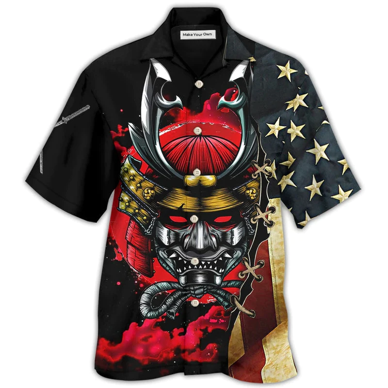 Hawaiian Shirt / Adults / S Samurai America Independence Day - Hawaiian Shirt - Reefox