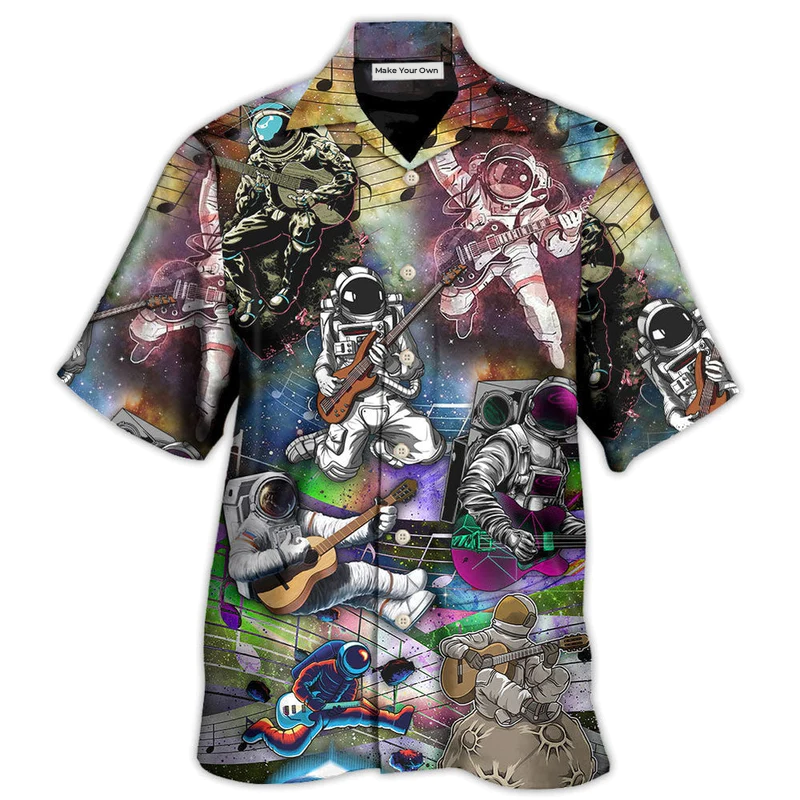Hawaiian Shirt / Adults / S Guitar Music Astronaut Galaxy Art - Hawaiian Shirt - Reefox