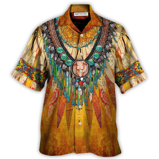 Hawaiian Shirt / Adults / S Native Cool Style Love Peace Orange - Hawaiian Shirt - Reefox