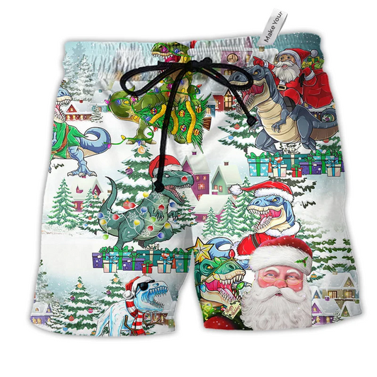 Beach Short / Adults / S Christmas Have A Roarsome - Beach Short Reefox - Owls Matrix LTD