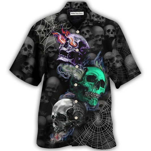 Hawaiian Shirt / Adults / S Skull Dark Colorful Burning - Hawaiian Shirt - Reefox