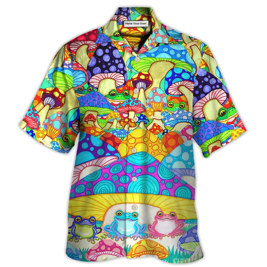 Hawaiian Shirt / Adults / S Hippie Frog Mushroom Hippie Colorful Art Peace - Hawaiian Shirt - Reefox