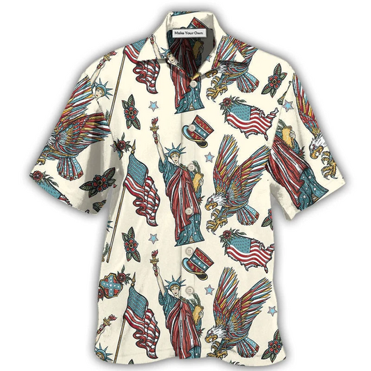 Hawaiian Shirt / Adults / S America Symbols Basic Style - Hawaiian Shirt - Reefox
