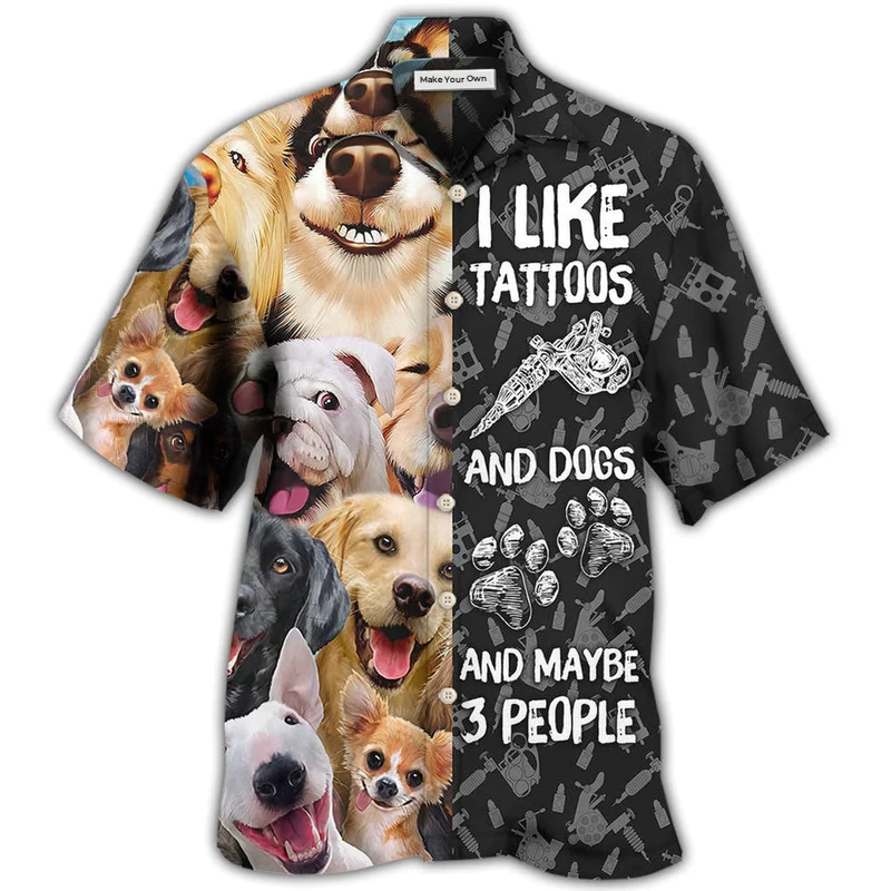 Hawaiian Shirt / Adults / S Tattoo I Like Tattoos And Dogs - Hawaiian Shirt - Reefox