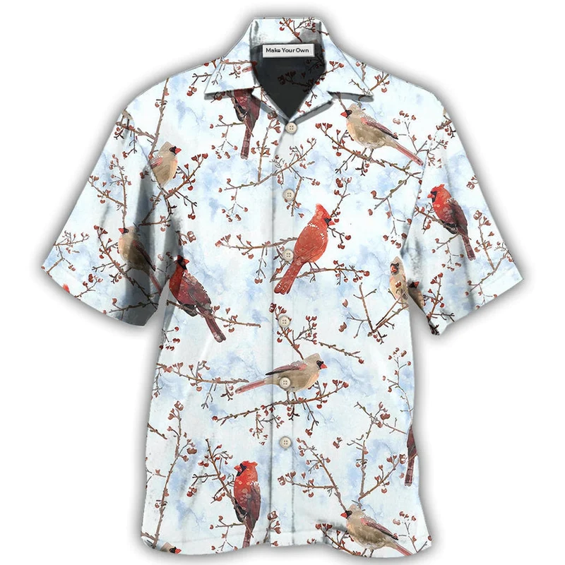 Hawaiian Shirt / Adults / S Cardinal Red In Winter - Hawaiian Shirt - Reefox